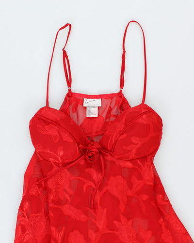 Y2k 00s Linda Red Floral Cami - S