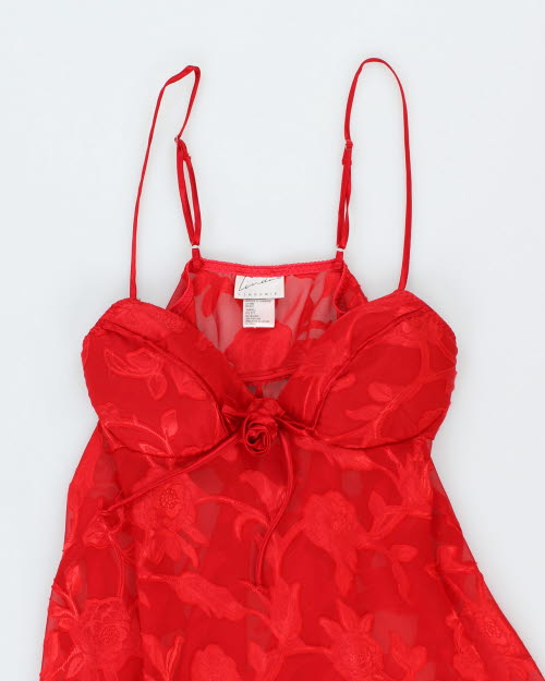 Y2k 00s Linda Red Floral Cami - S