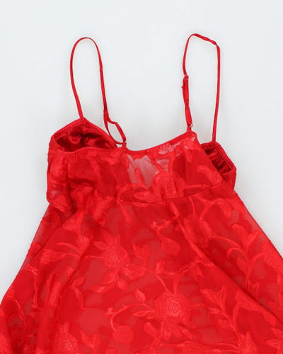Y2k 00s Linda Red Floral Cami - S