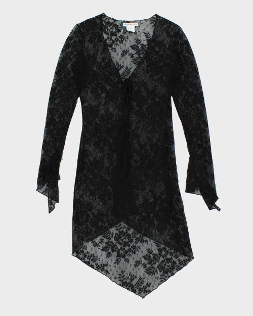 Y2k 00s Jacqueline Conoir Lace Tie Front Top - S