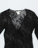 Y2k 00s Jacqueline Conoir Lace Tie Front Top - S
