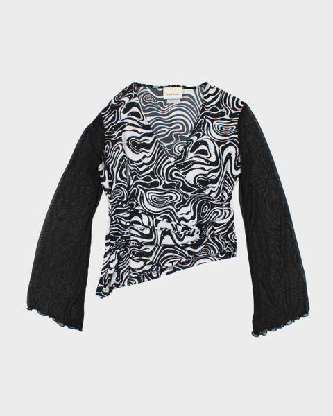 トップス 00s xfrm long sleeve t-shirt cross y2k Cross Print T