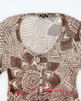 Y2k 00s Didl Mesh Button-up Top - M