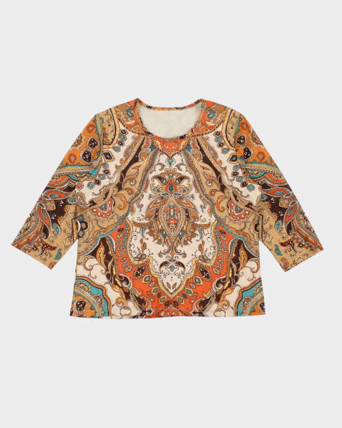 Y2k 00s Paisley Pattern Mesh Top - L