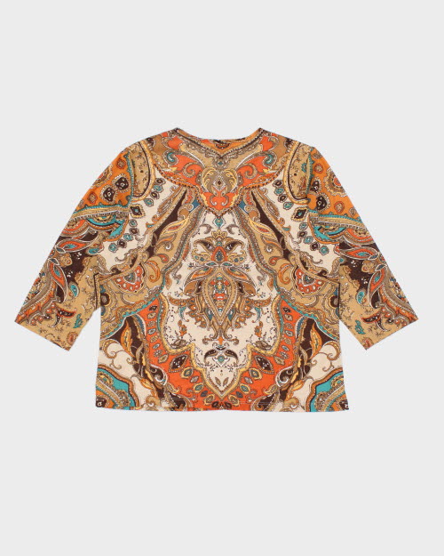 Y2k 00s Paisley Pattern Mesh Top - L