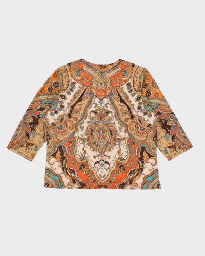 Y2k 00s Paisley Pattern Mesh Top - L
