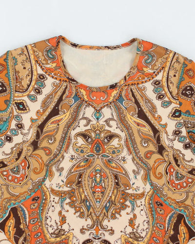 Y2k 00s Paisley Pattern Mesh Top - L
