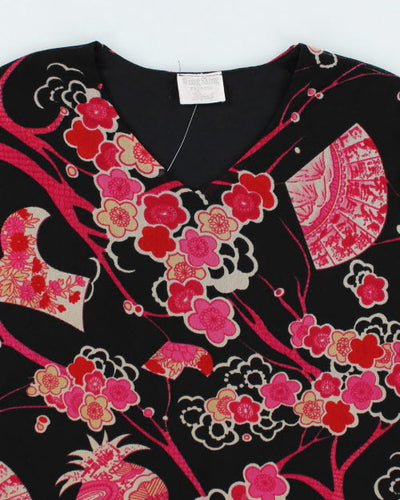 Y2k 00s Wing Shing Fashion Floral Mesh Top - M