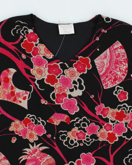 Y2k 00s Wing Shing Fashion Floral Mesh Top - M