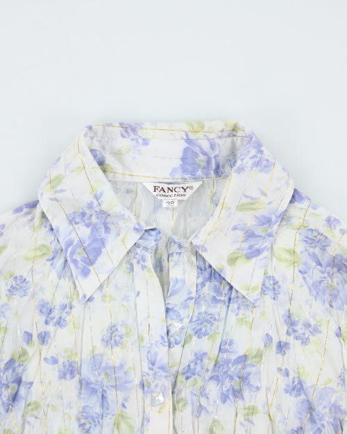 Vintage 00s Fancy Floral Blouse - S