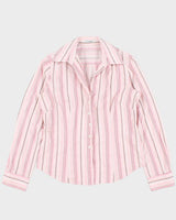 Y2k 00s Planet Striped Shirt - S