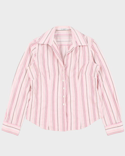 Y2k 00s Planet Striped Shirt - S