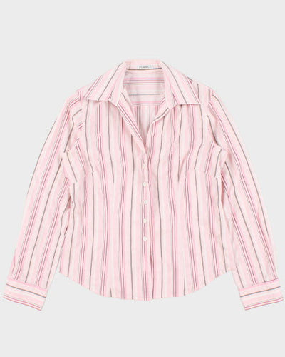 Y2k 00s Planet Striped Shirt - S