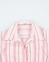 Y2k 00s Planet Striped Shirt - S