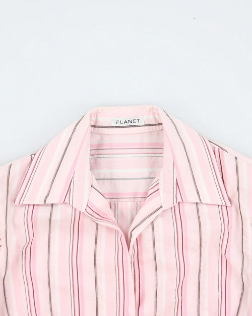 Y2k 00s Planet Striped Shirt - S