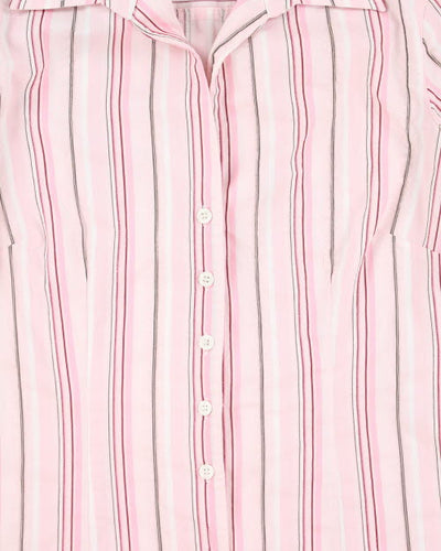 Y2k 00s Planet Striped Shirt - S