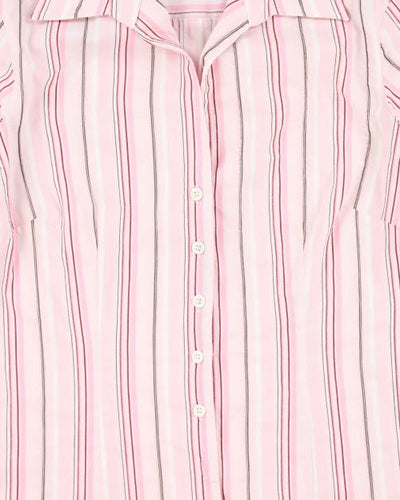 Y2k 00s Planet Striped Shirt - S