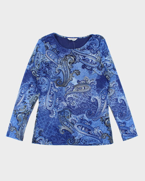 Y2k 00s Paisley Pattern Mesh Top - L