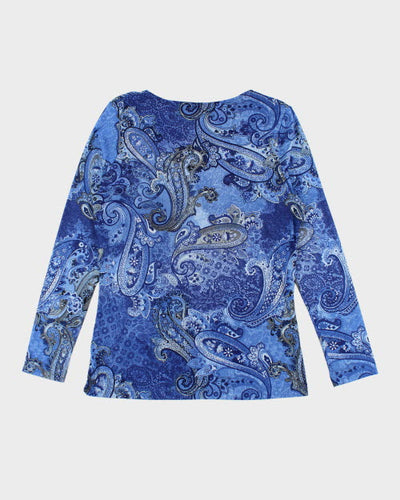 Y2k 00s Paisley Pattern Mesh Top - L