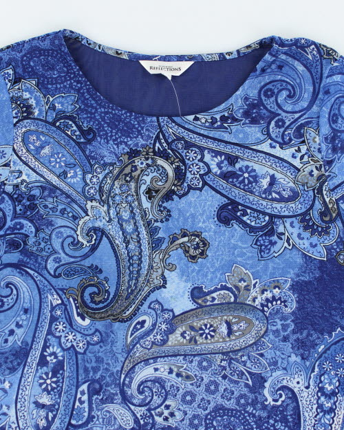 Y2k 00s Paisley Pattern Mesh Top - L
