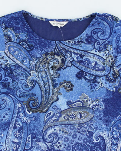Y2k 00s Paisley Pattern Mesh Top - L
