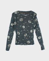 Y2k 00s Floral Mesh Top - S