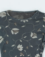 Y2k 00s Floral Mesh Top - S
