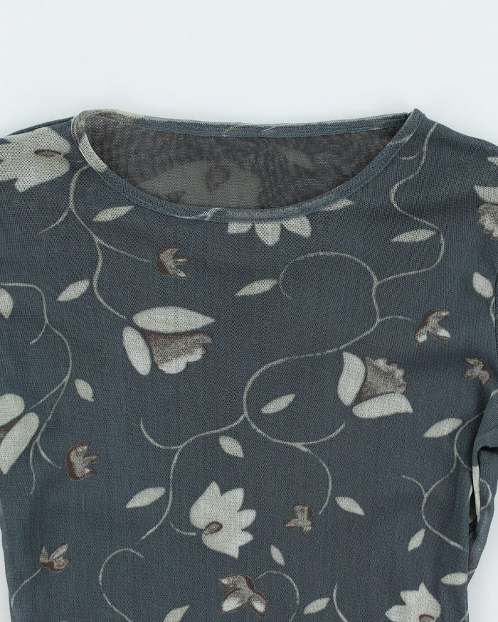 Y2k 00s Floral Mesh Top - S