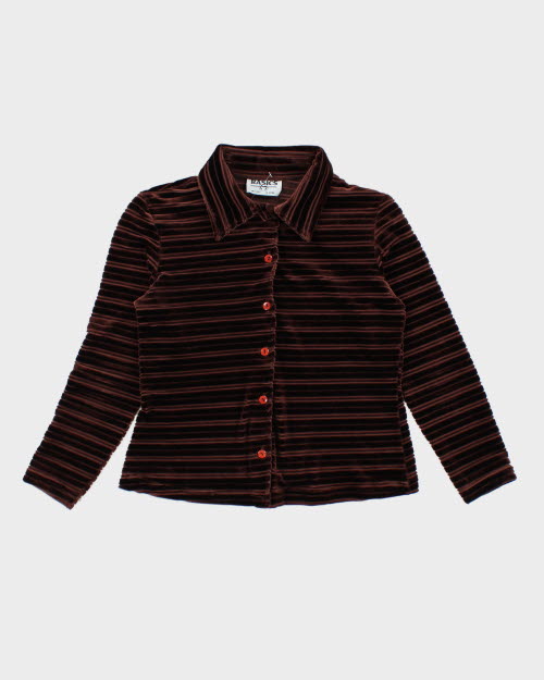 Y2k 00s Brown Velvet Blouse - S