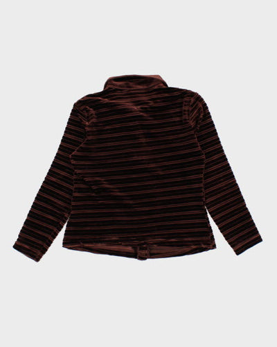 Y2k 00s Brown Velvet Blouse - S
