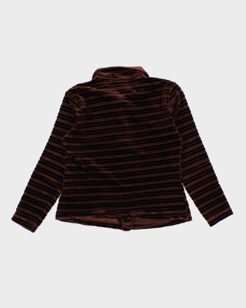 Y2k 00s Brown Velvet Blouse - S