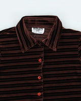 Y2k 00s Brown Velvet Blouse - S