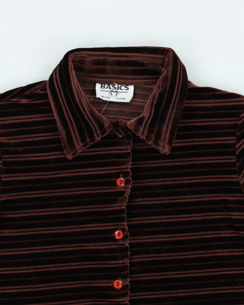 Y2k 00s Brown Velvet Blouse - S