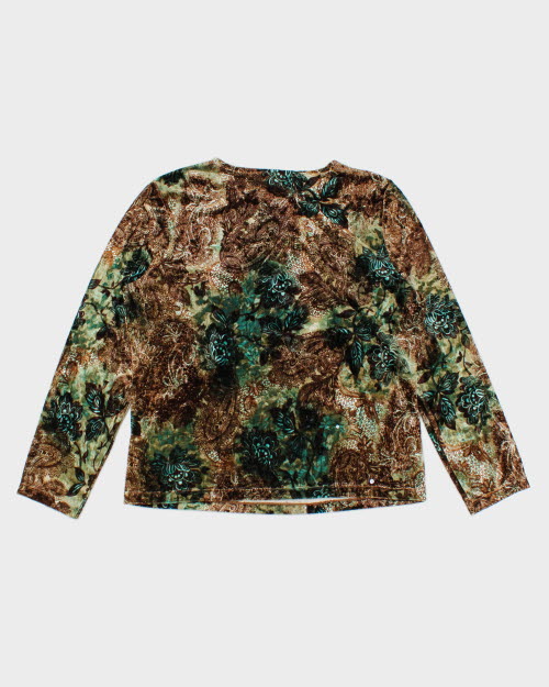 Y2k 00s Velvet Pattern Top - L