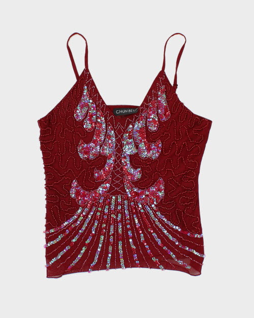 Y2k 00s Sequin Mesh Cami - S