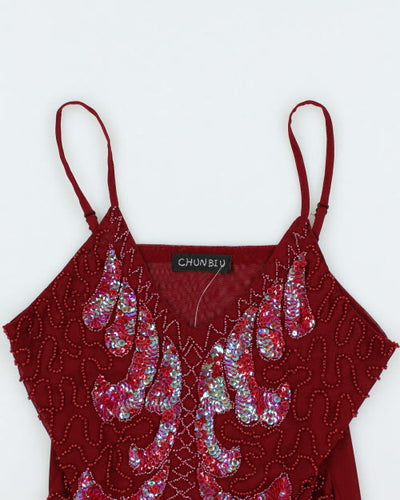 Y2k 00s Sequin Mesh Cami - S