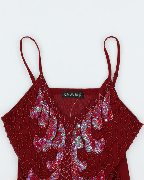 Y2k 00s Sequin Mesh Cami - S
