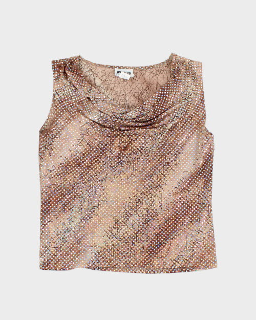 Y2k 00s Cowl Neck Sparkly Cami - M