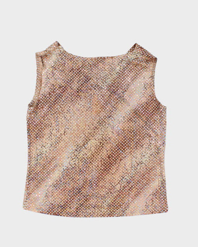 Y2k 00s Cowl Neck Sparkly Cami - M