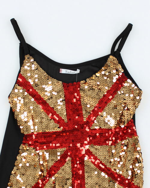 Y2k 00s Sequin Union Jack Cami - XS
