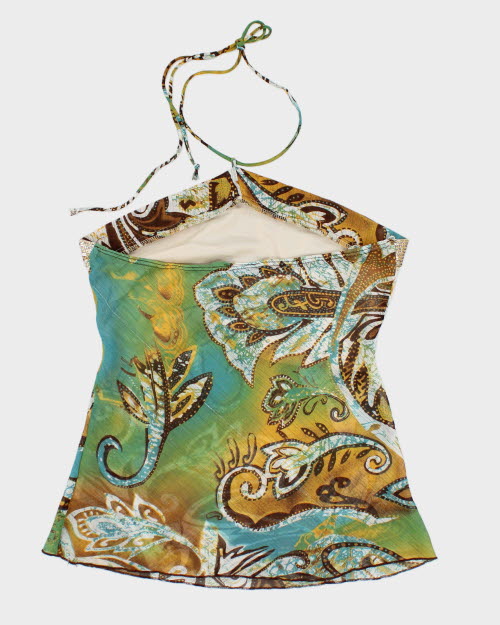 Y2k 00s Sheer Paisley Patter Halter Top - L