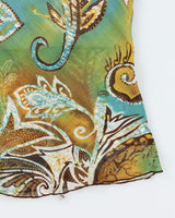 Y2k 00s Sheer Paisley Patter Halter Top - L