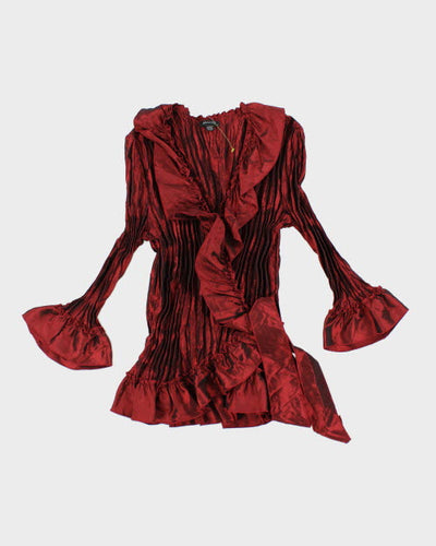 Y2k 00s Piano Pleated Wrap Shirt - S