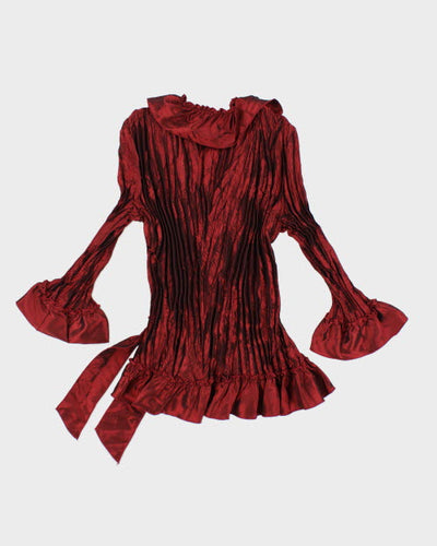 Y2k 00s Piano Pleated Wrap Shirt - S