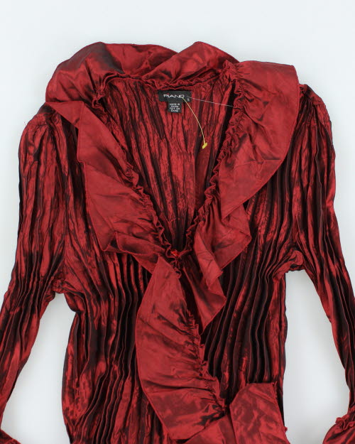 Y2k 00s Piano Pleated Wrap Shirt - S