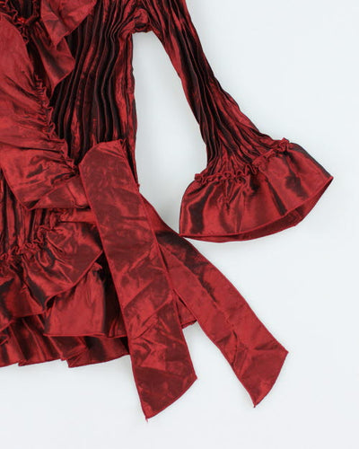 Y2k 00s Piano Pleated Wrap Shirt - S