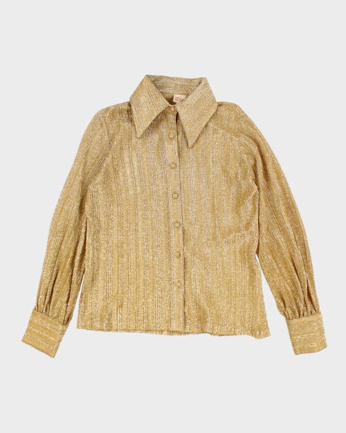 Vintage 70s Gold Sparkly Shirt - L