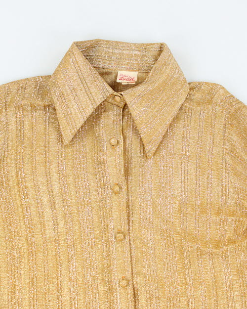 Vintage 70s Gold Sparkly Shirt - L
