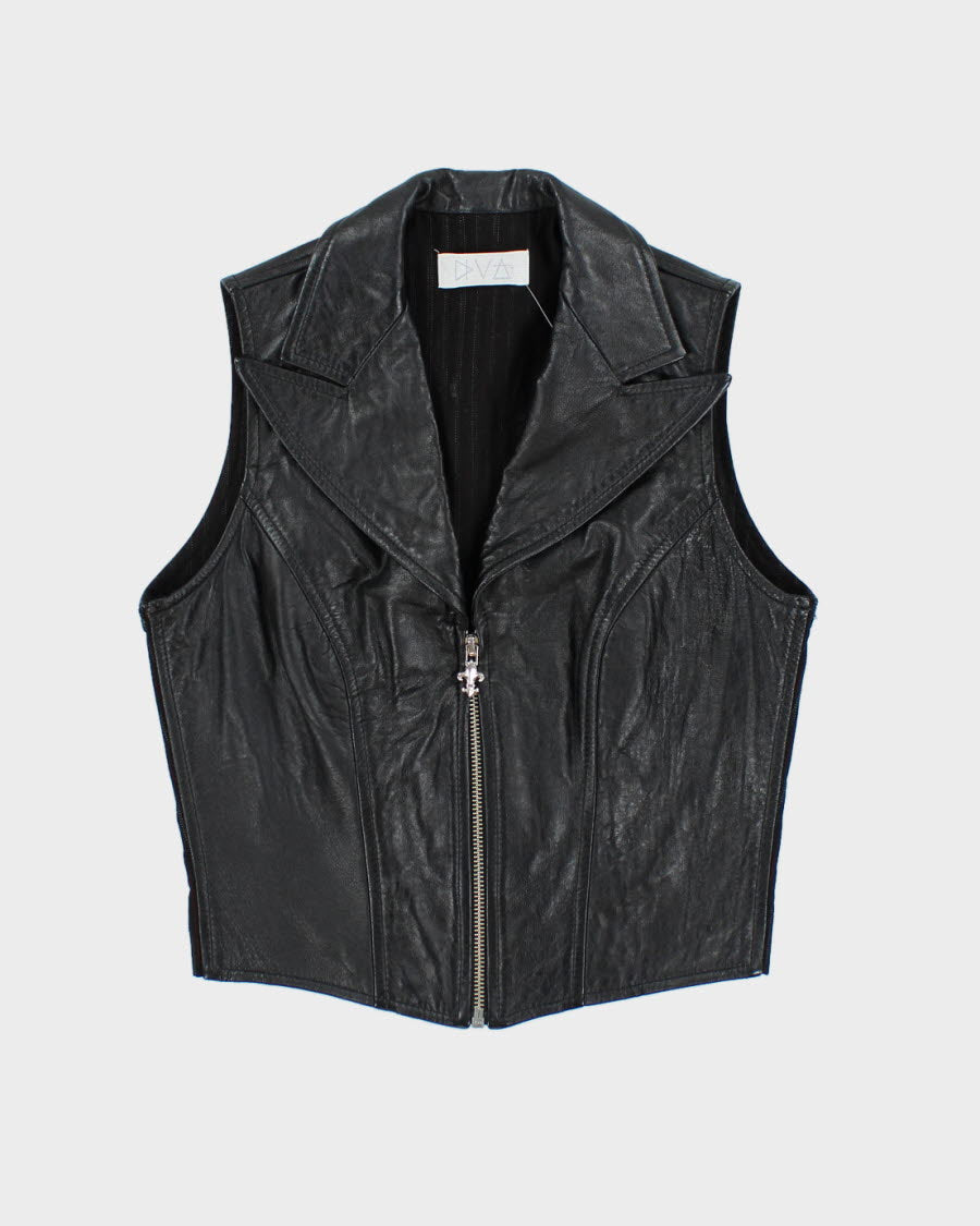 Y2k 00s Faux Leather Zip-up Top - S