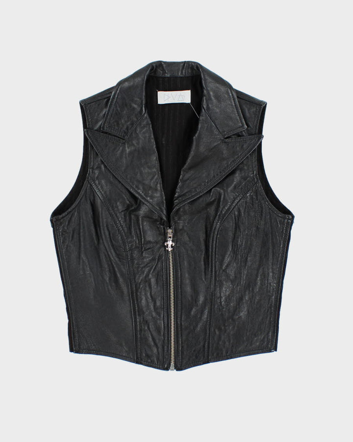 Y2k 00s Faux Leather Zip-up Top - S